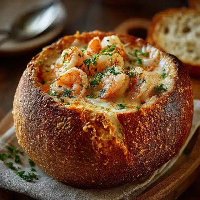 Stuffed Seafood Soup Bread Bowl 15 55