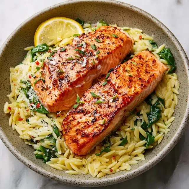 30-Minute Seared Salmon with Lemon Orzo 11 11 41