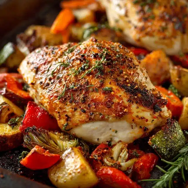 Roasted Bone-In Chicken Breasts with Vegetables 11 11 79