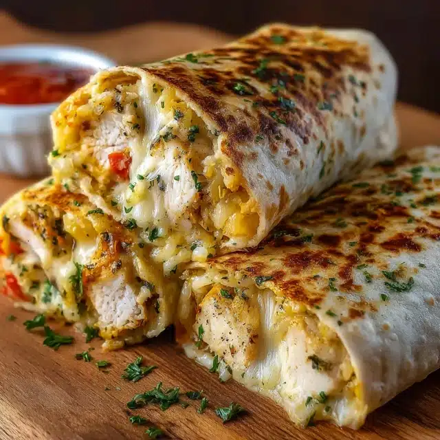 Ooey-Gooey Cheesy Garlic Chicken Wraps You’ll Devour 11 11 92
