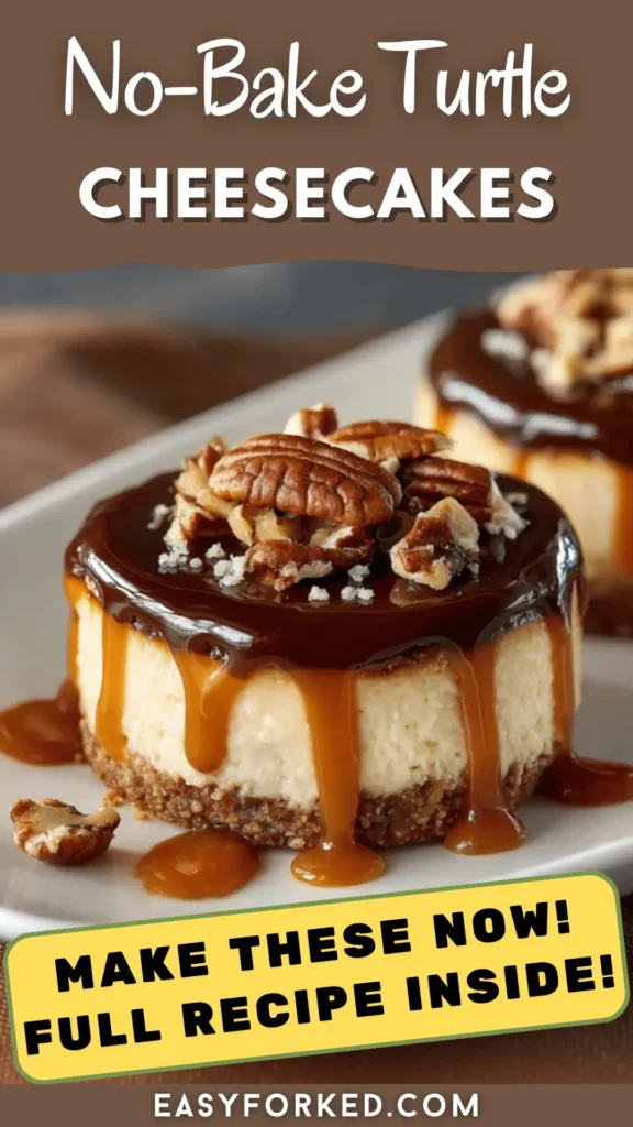 No-Bake Turtle Cheesecakes 16 2 69