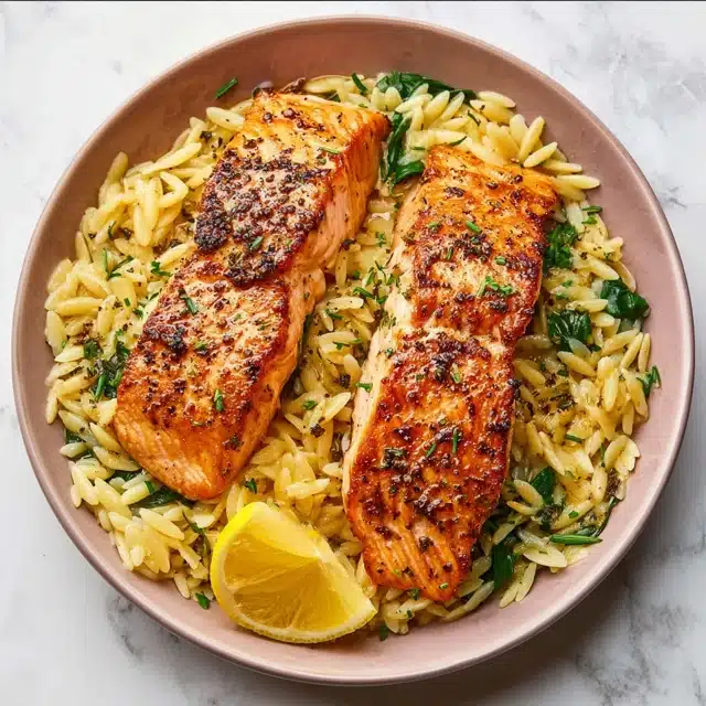 30-Minute Seared Salmon with Lemon Orzo 15 22 41