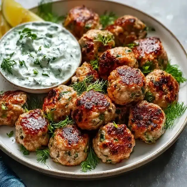 Greek Turkey Meatballs with Tzatziki 15 22 70