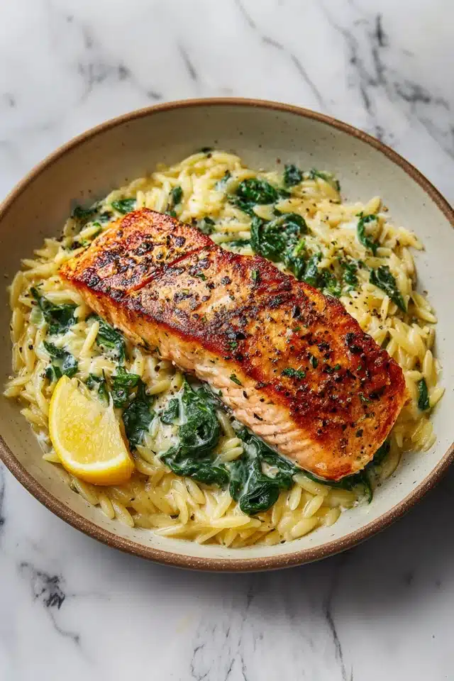 30-Minute Seared Salmon with Lemon Orzo 17 44 41