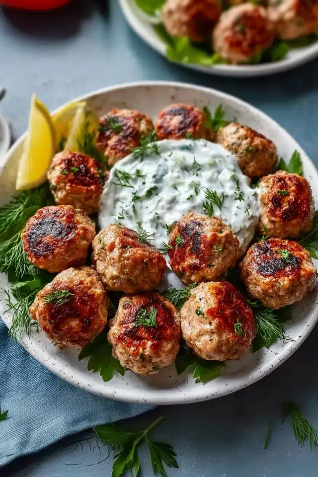 Greek Turkey Meatballs with Tzatziki 17 44 69