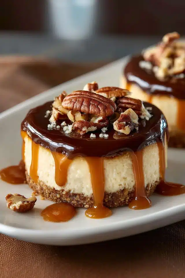 No-Bake Turtle Cheesecakes 17 44 74
