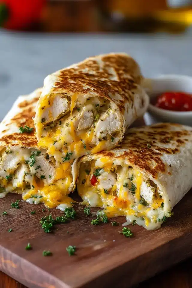 Ooey-Gooey Cheesy Garlic Chicken Wraps You’ll Devour 17 44 92