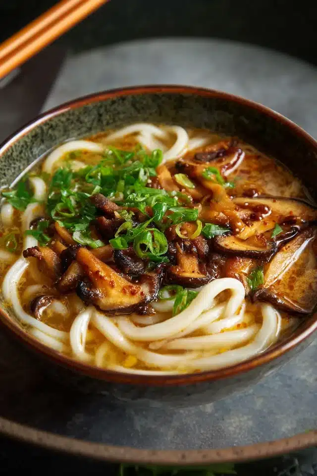 Miso Udon Noodle Soup with Teriyaki Mushrooms 17 44 95