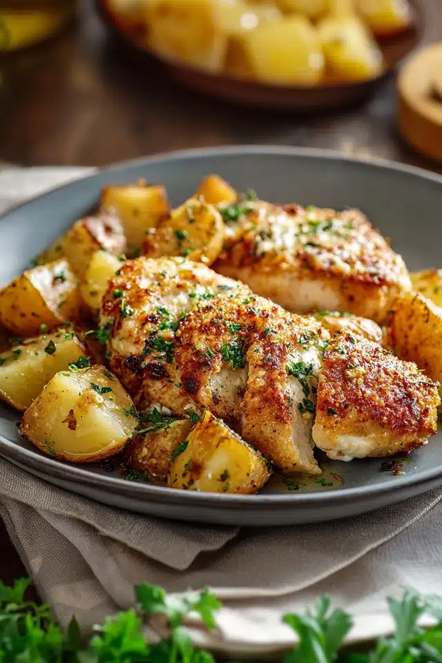 Easy Garlic Parmesan Chicken and Potatoes 10 55 40