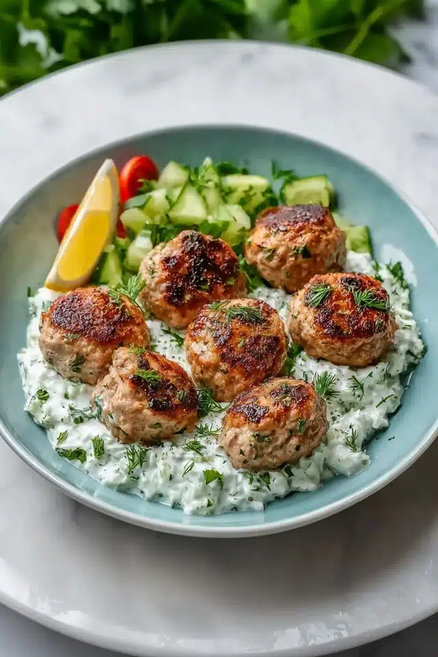 Greek Turkey Meatballs with Tzatziki 10 55 71