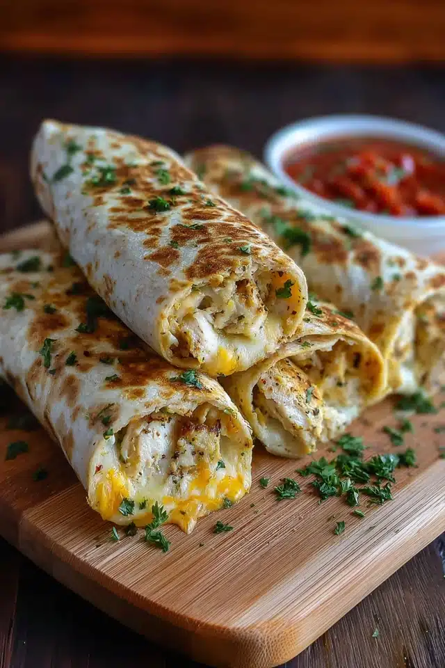 Ooey-Gooey Cheesy Garlic Chicken Wraps You’ll Devour 10 55 93