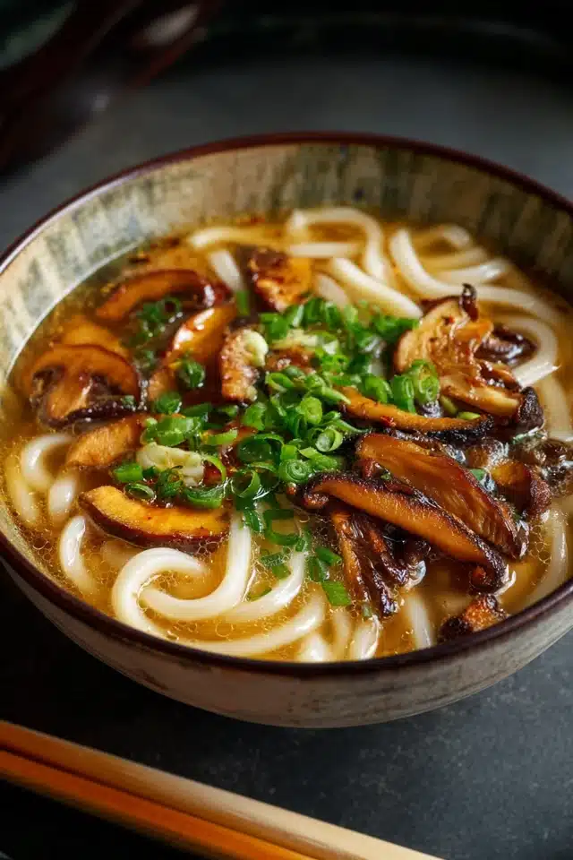Miso Udon Noodle Soup with Teriyaki Mushrooms 10 55 96
