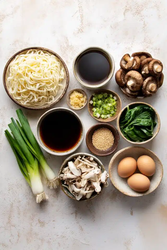 Miso Udon Noodle Soup with Teriyaki Mushrooms 13 66 8