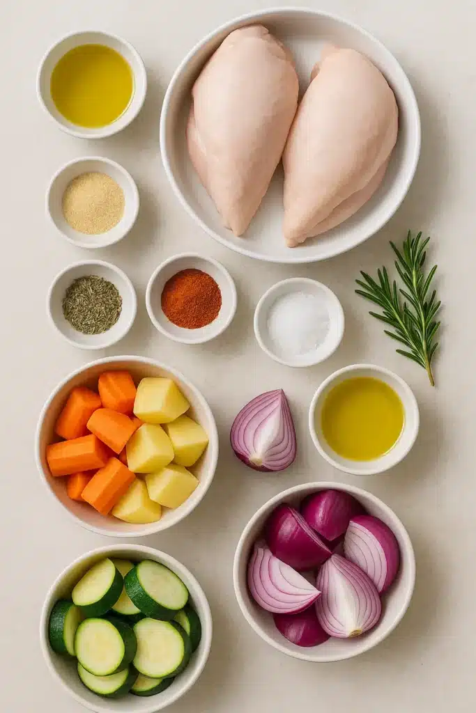 Roasted Bone-In Chicken Breasts with Vegetables 13 77 74