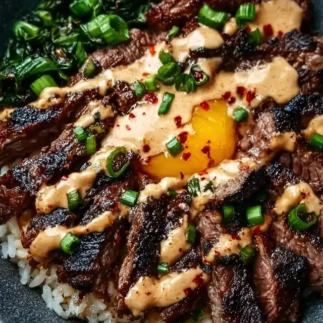 Korean BBQ Steak Rice Bowls with Spicy Cream Sauce 11 11 30