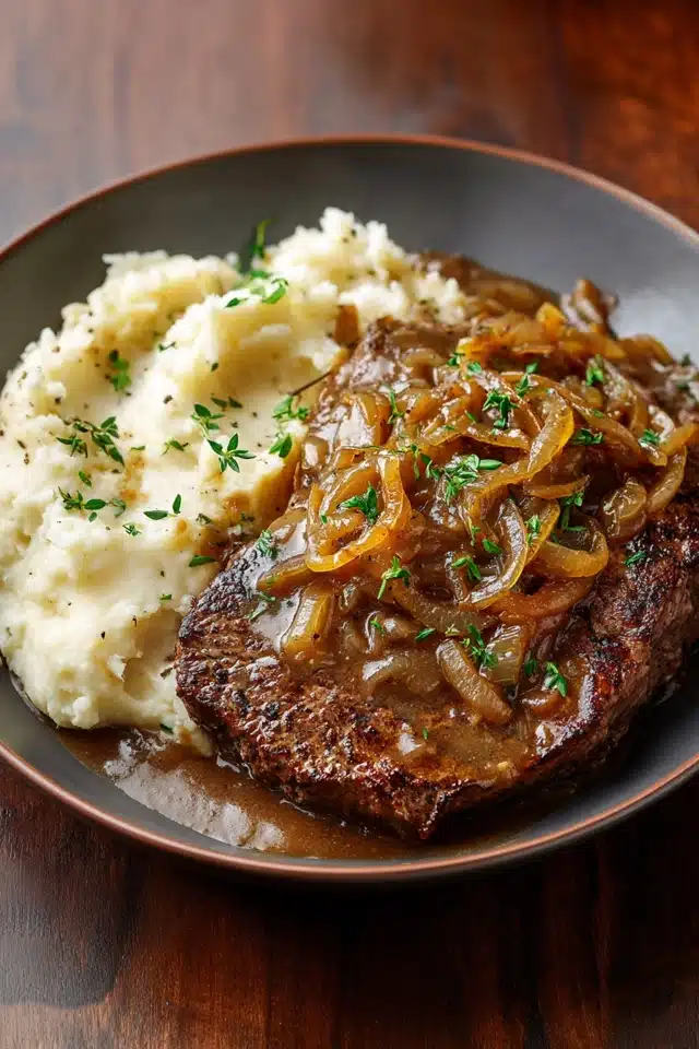 Onion Gravy Smothered Steak: A Hearty, Comforting Dish 10 55 5
