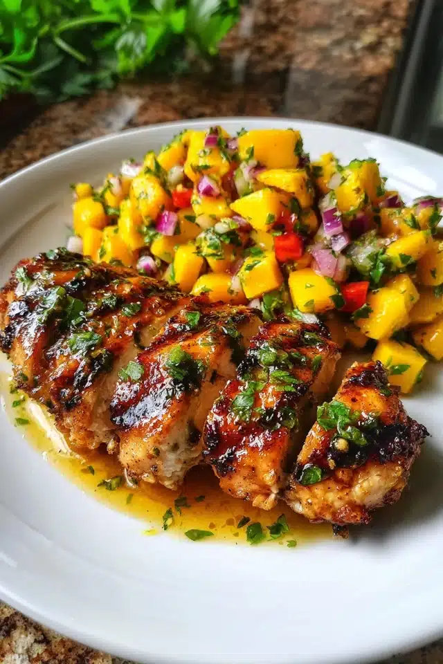 Honey Lime Chicken with Mango Salsa 10 55 72