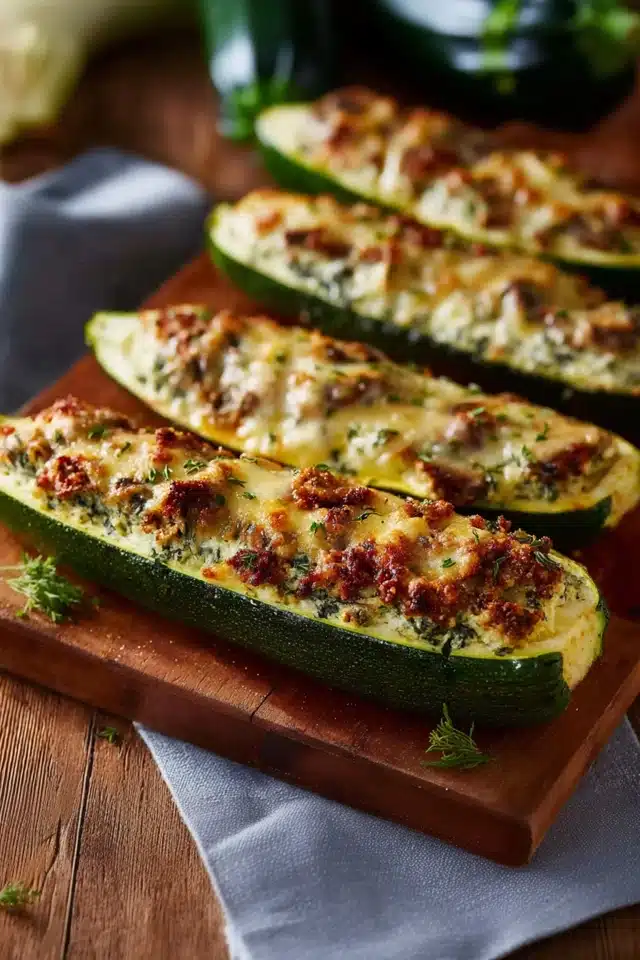 Mushroom and Ricotta Stuffed Zucchini Boats 10 55 9