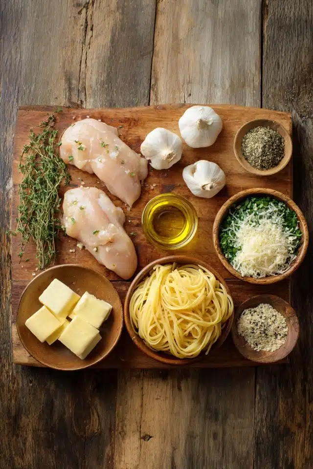 Garlic Butter Chicken with Velvety Parmesan Linguine 13 66 3