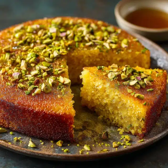 Saffron Pistachio Basbousa 15 22 6