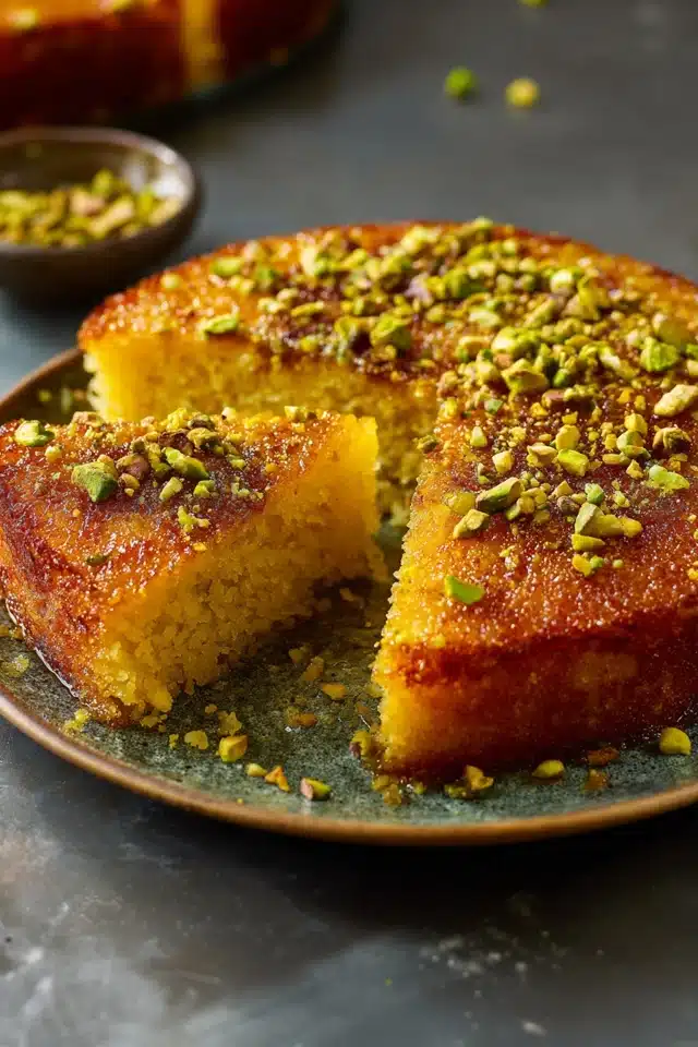 Saffron Pistachio Basbousa 17 44 6