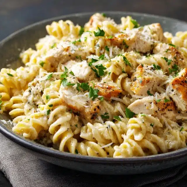 Crockpot Garlic Parmesan Chicken Pasta 11 11 72