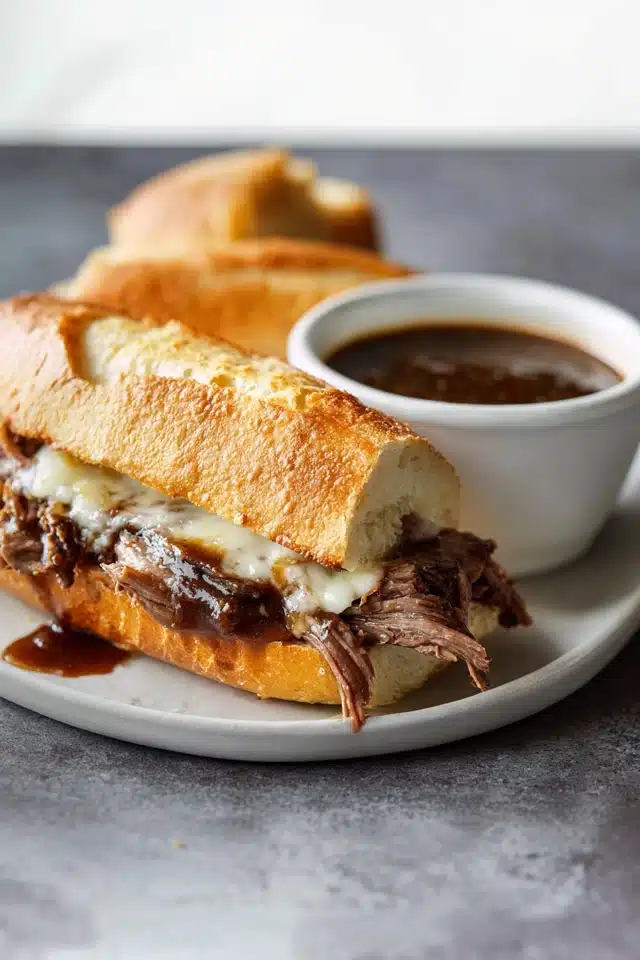 The Coziest Crockpot French Dip You'll Ever Make 8 55 76