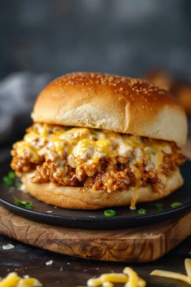 Cajun Chicken Sloppy Joes with Creamy Cheese Sauce 10 55 51