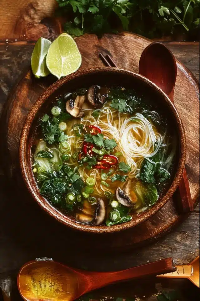 Healing Ginger Garlic Broth with Rice Noodles 8 55 78